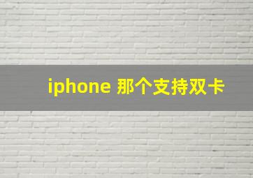 iphone 那个支持双卡